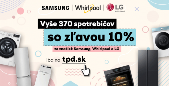 Vyše 370 spotrebičov so zľavou 10% zo značiek Samsung, Whirlpool a LG