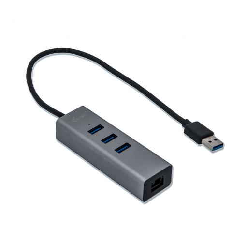 i-Tec Metal USB 3.0 Hub 3-Port + Gigabit Ethernet Adapter - USB rozbočovač