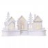 Emos LED dekorácia drevená biela – dedinka, 16cm, 2x AA, vnútorná, teplá biela, časovač