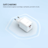 FIXED Mini GaN sieťová nabíjačka s USB-C a USB výstupom, PD, 45W, biela
