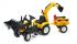 FALK Šľapací traktor Ranch Trac žltý s nakladačom, vlečkou, rýpadlom a lopatkou s hrabličkami