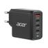 Acer GAN 100W PD charger, 3xUSB-C, 1xUSB-A čierny