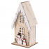 Emos LED drevený dom so snehuliakmi 28.5cm, 2x AA, vnútorný, teplá biela, časovač