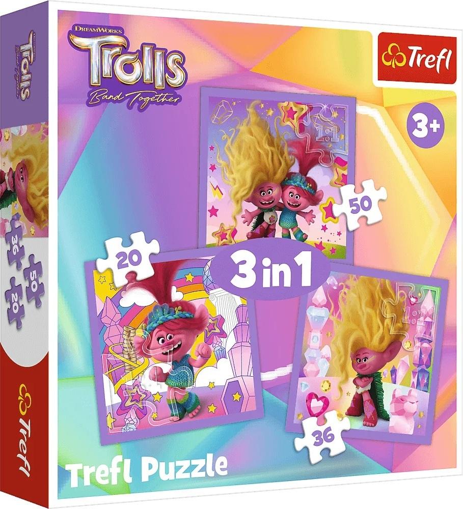 Trefl Trefl Puzzle 3v1 Zoznámte sa s veselými trollmi 34870