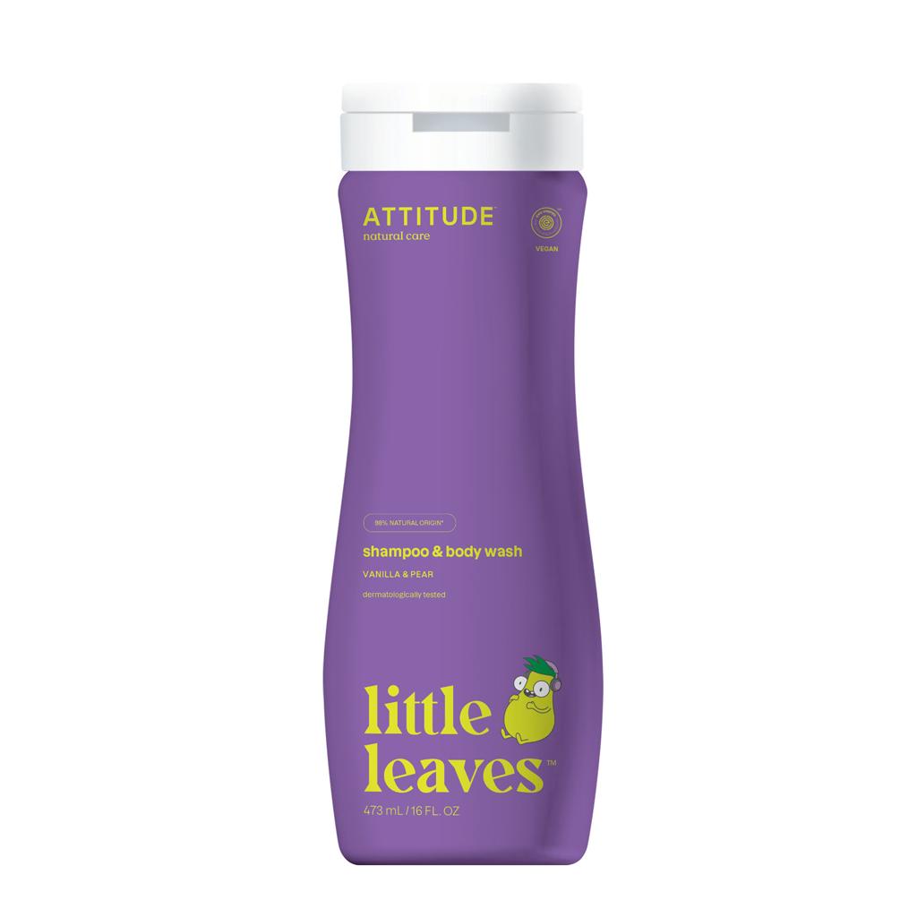 ATTITUDE Detské telové mydlo a šampón (2v1) Little leaves s vôňou vanilky a hrušky 473 ml 415
