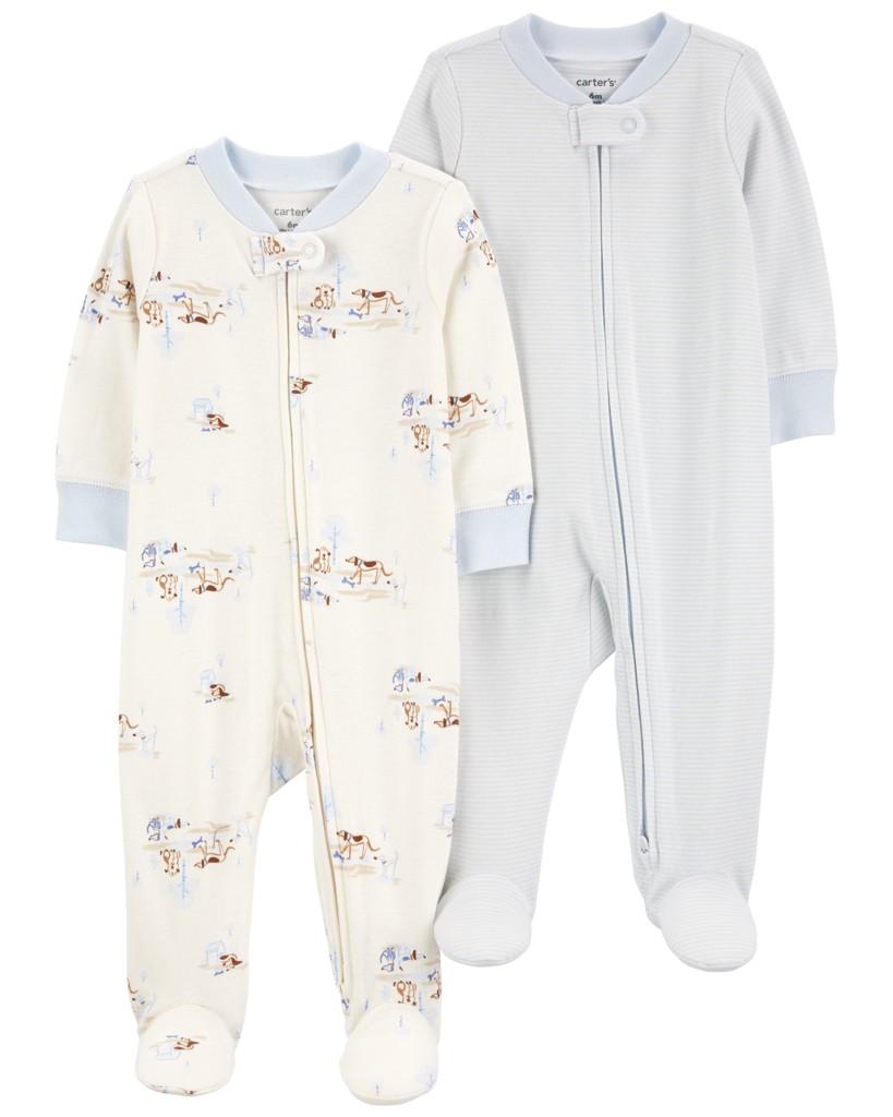 CARTER'S Overal na zips Sleep&amp;Play Blue Dog/Stripe chlapec 2ks 9m/ veľ. 74 1R040310_9M