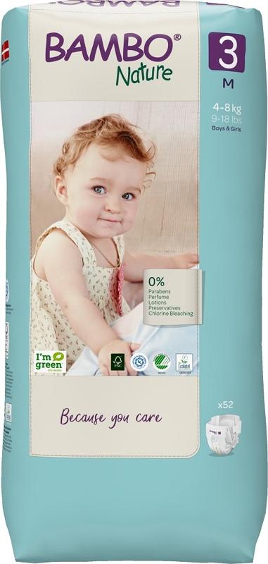 BAMBO Nature Plienky jednorazové 3 M (4-8 kg) 52 ks 1000019263