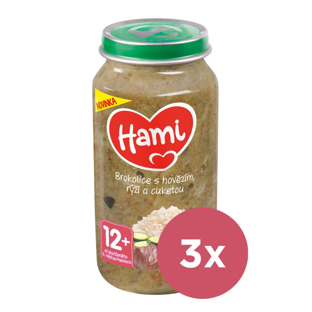 3x HAMI Príkrm mäsovo-zeleninový Brokolica s hovädzím, ryžou a cuketou 250g, 12+ VP-F184373