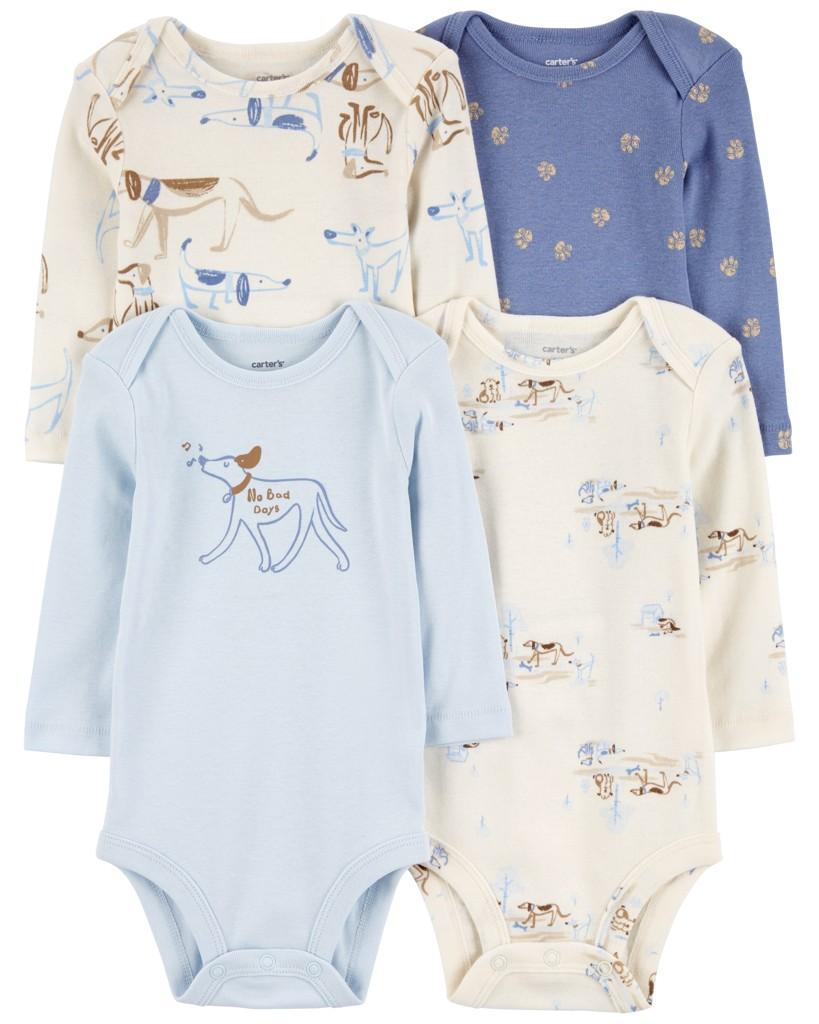 CARTER'S Body dlhý rukáv Blue/Ivory chlapec 4ks NB/ veľ. 56 1R320310_NB