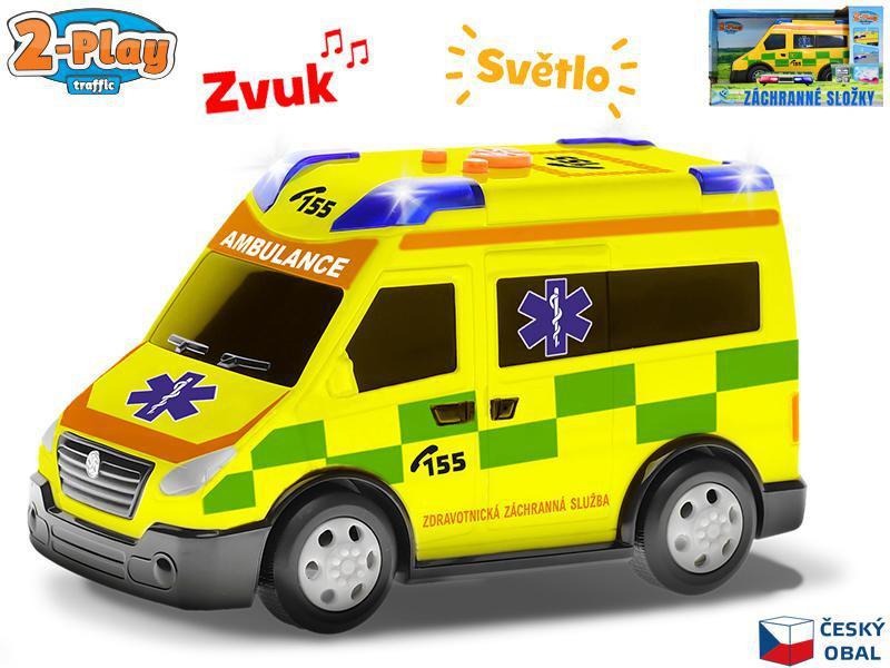 MIKRO - 2-Play Traffic Auto ambulancia CZ design 13,5cm voľný chod so svetlom a zvukom 510345