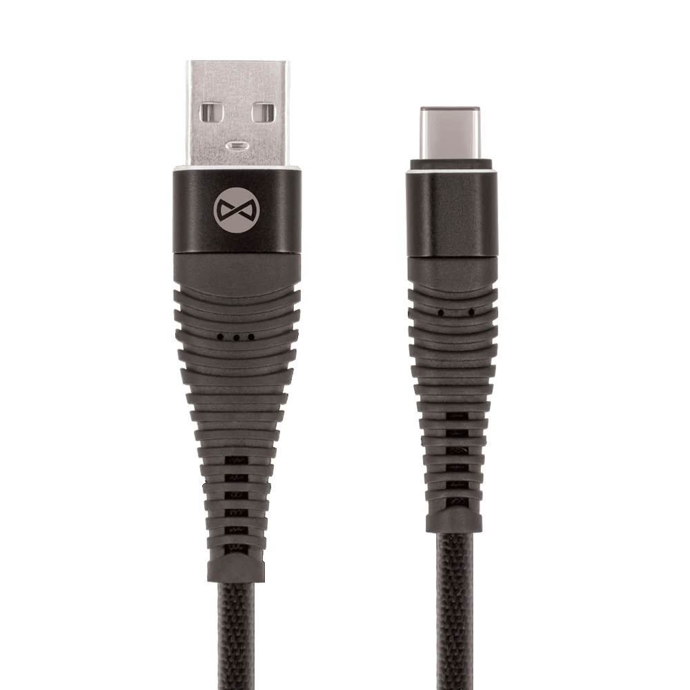 Forever USB-C kábel 1m shark čierny textilný DATAUSBCFORBK
