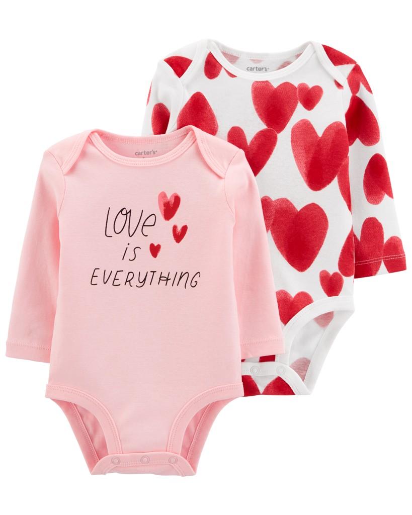 CARTER'S Body dlhý rukáv Pink Slogan dievča 2ks NB/ veľ. 56 1M703610_NB