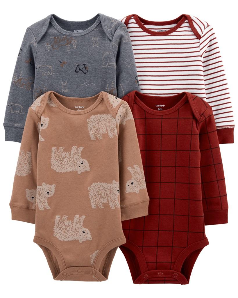 CARTER'S Body dl. rukáv Bear chlapec LBB 4ks NB /veľ.56 1M756310_NB
