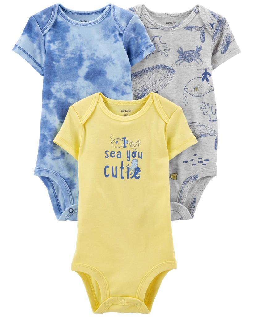 CARTER'S Body krátky rukáv Blue Ocean chlapec 3ks 9m 1N089010_9M