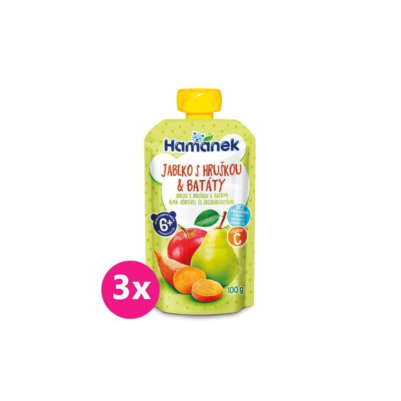 3x HAMÁNEK Kapsička Jablko, hruška, sladké zemiaky 100 g VP-F140948