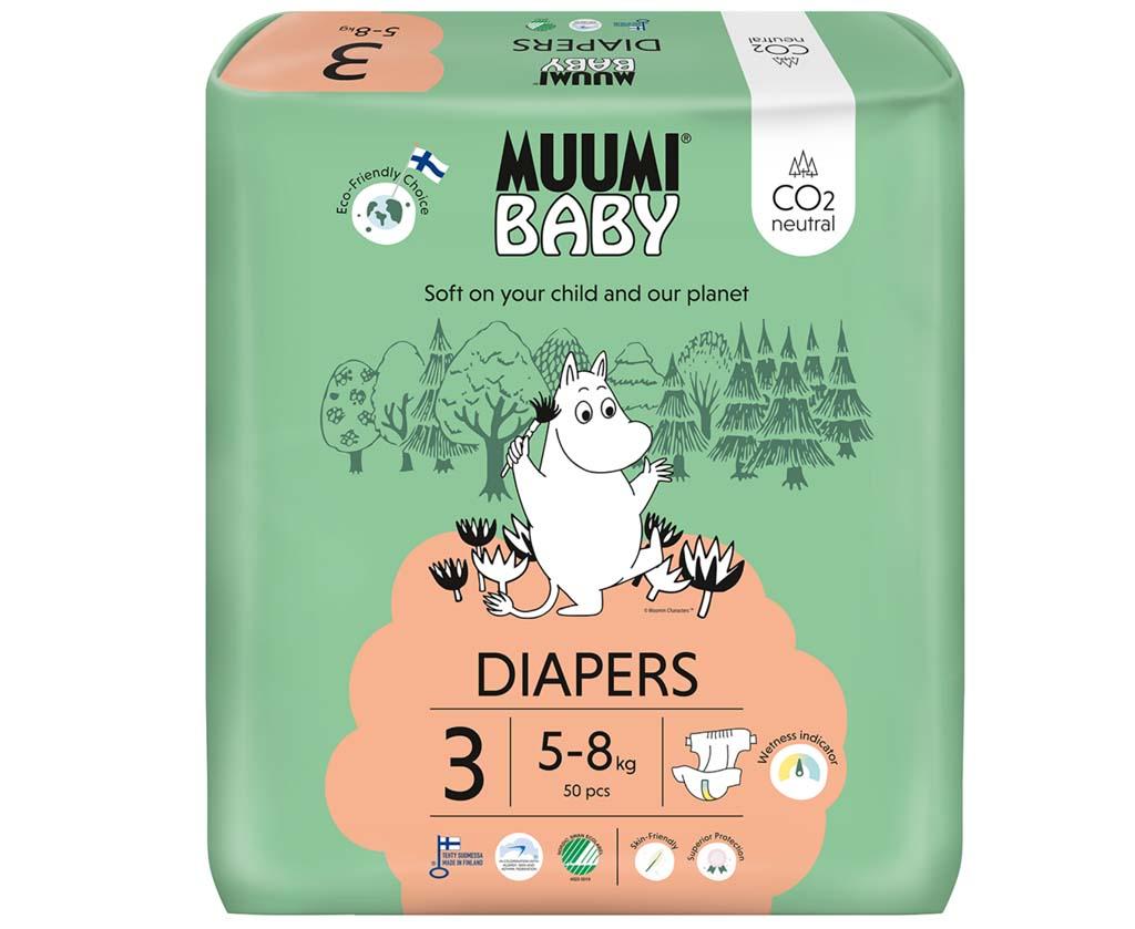 MUUMI Baby 3 Midi 5-8 kg (50 ks), eko plienky 58725