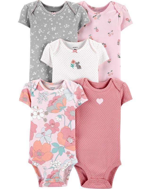 CARTER'S Body krátky rukáv Floral Pink dievča LBB 5 ks PRE/ veľ. 46 1I731510_PRE