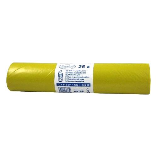 Vrecia PE 70x110cm/25ks, 0,04mm, 120l na odpad žlté 27.28