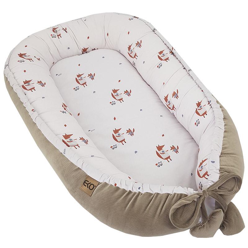 EKO Hniezdo pre bábätko bavlnené velvet Fox 90x60cm CO-09-FOX