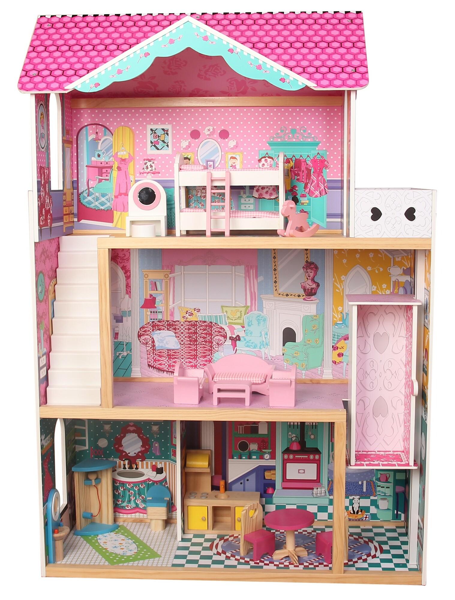 Wiky Drevený domček pre bábiky 82 × 33 × 118 cm WKW014175