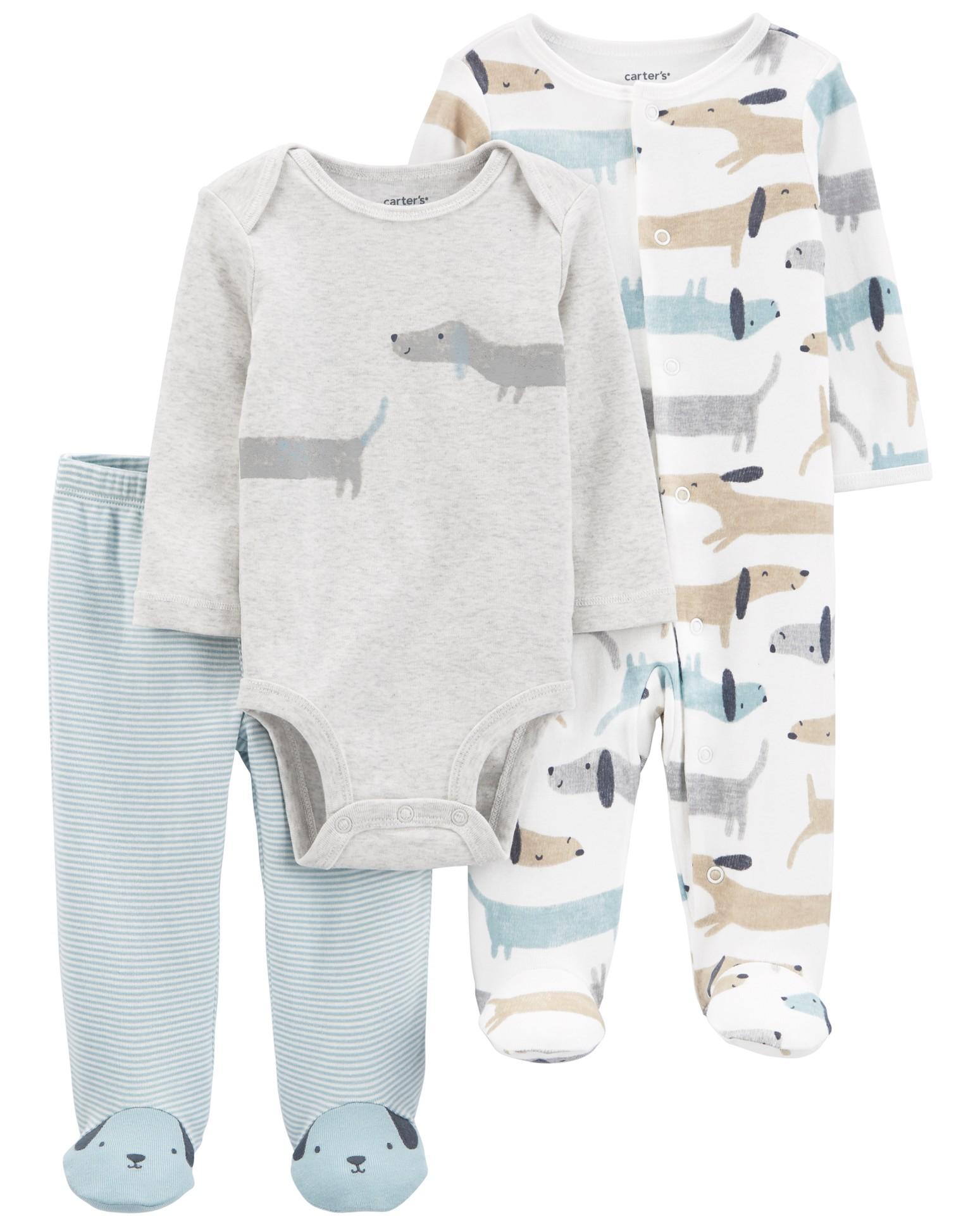 CARTER'S Set 3dielny overal na cvoky, polodupačky, body dl. rukáv Dogs chlapec LBB PRE, veľ. 46 1L761310_PRE