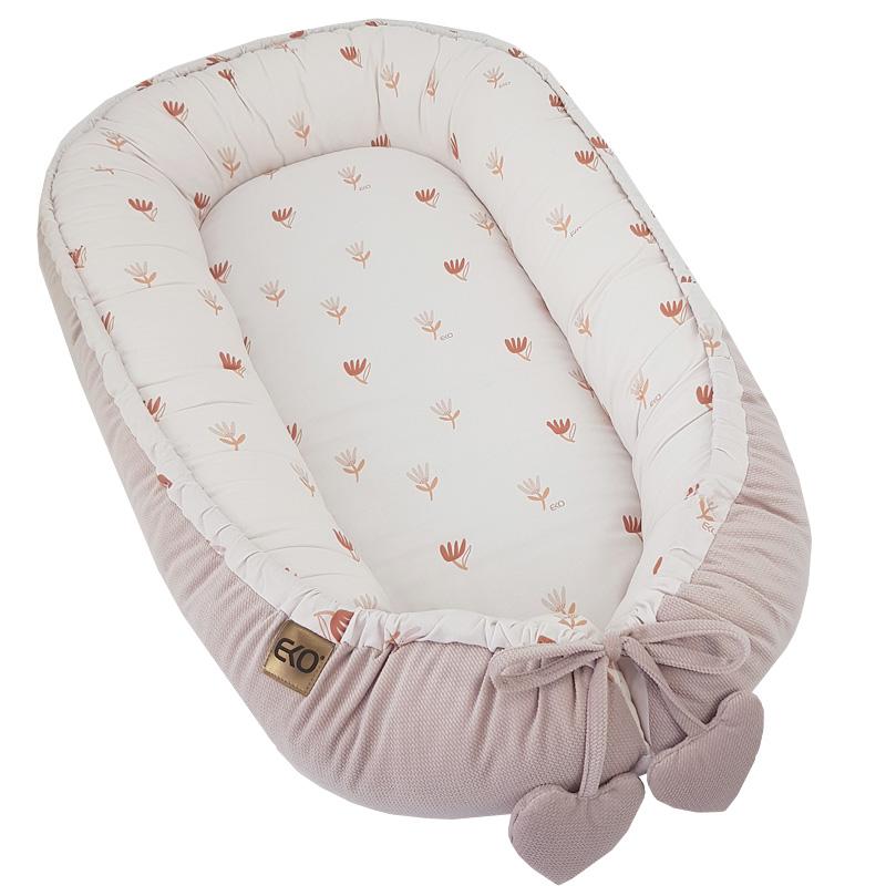 EKO Hniezdo pre bábätko bavlnené velvet Beige Meadow 90x60cm CO-09-BEIGE-MEADOW
