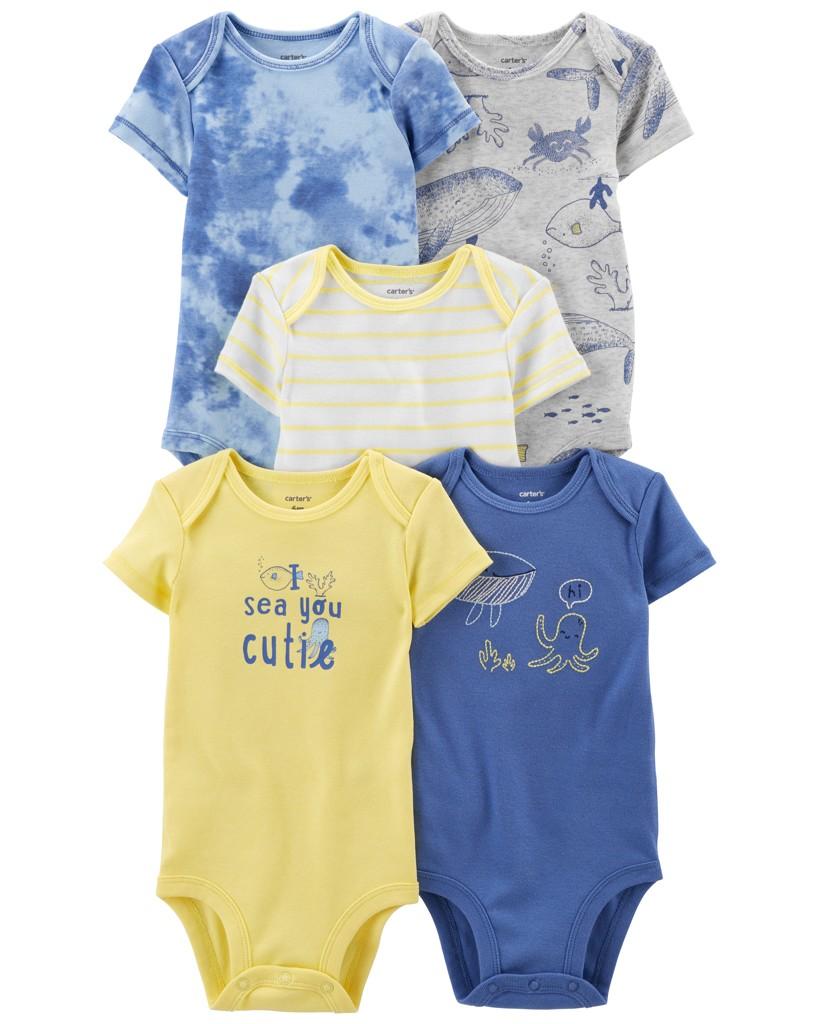 CARTER'S Body krátky rukáv Blue Ocean chlapec 5ks NB/ veľ. 56 1N043010_NB