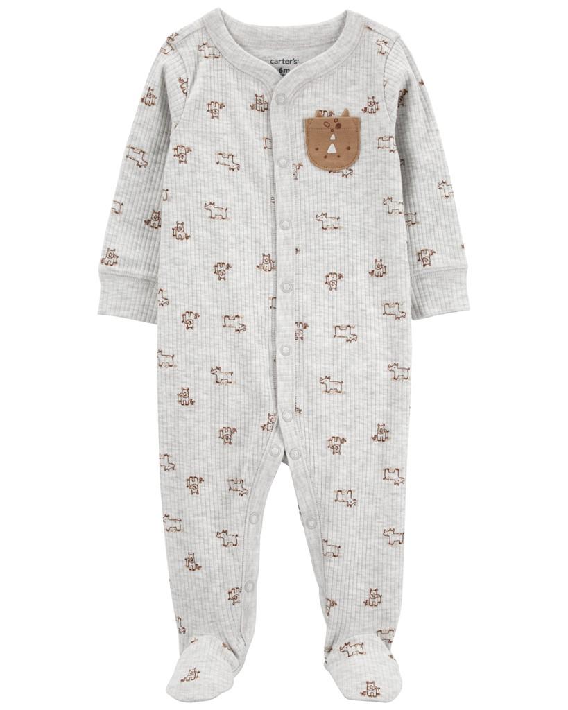 CARTER'S Overal na cvoky Sleep&amp;Play Gray Animal chlapec 9m/ veľ. 74 1R034210_9M