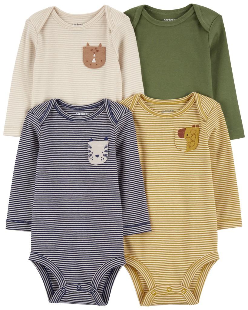 CARTER'S Body dlhý rukáv Navy/Olive Animal chlapec 4ks NB/ veľ. 56 1R697910_NB