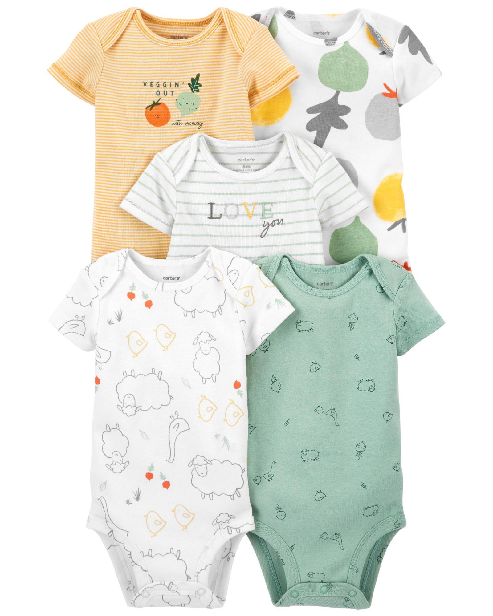 CARTER'S Body krátky rukáv Veggies neutrál LBB 5 ks PRE, veľ. 46 1L773510_PRE