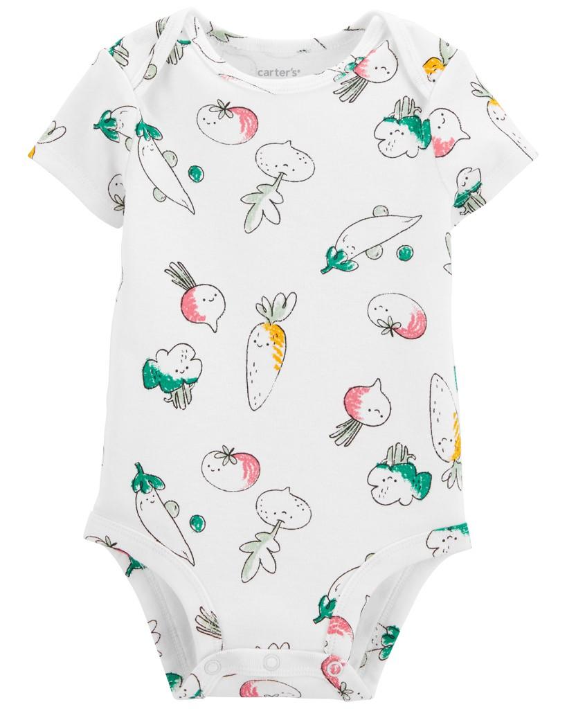 CARTER'S Body krátky rukáv Ivory Vegetables dievča NB/ veľ. 56 1N080010_NB