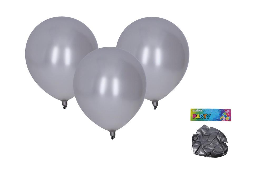 Wiky Balónik nafukovací 30cm - sada 10ks, metalický strieborný WKW009940akcia