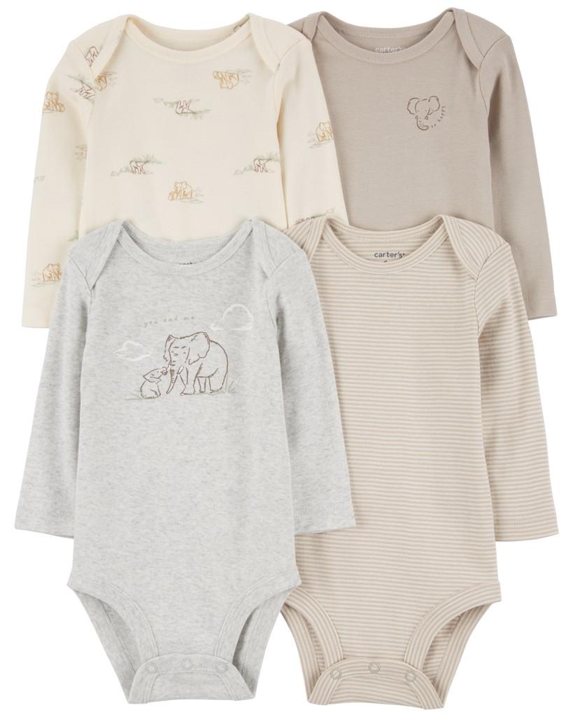 CARTER'S Body dlhý rukáv Gray Elephant neutrál 4ks 6m/ veľ. 68 1R700710_6M