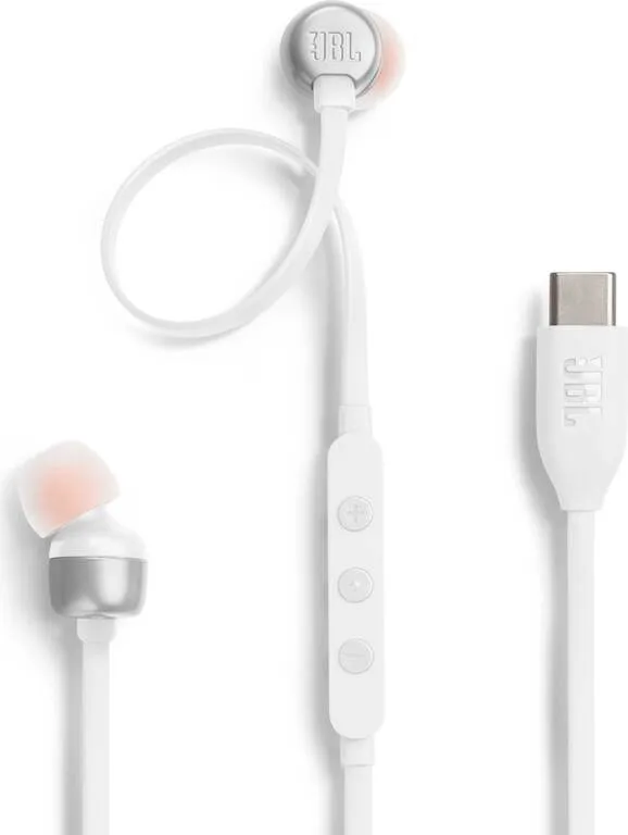JBL Tune 310C biele T310CWHT - Káblové USB-C slúchadlá do uší s vysokým rozlíšením