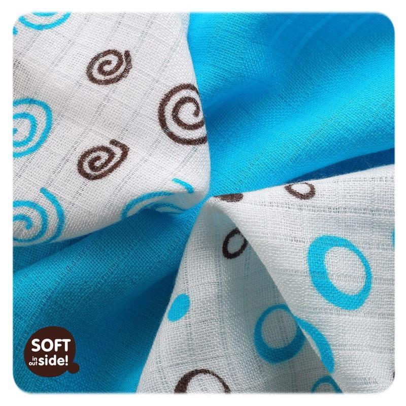KIKKO Obrúsky bambusové Spirals&amp;Bubbles 30x30 cm, cyan 9 ks BMB030004