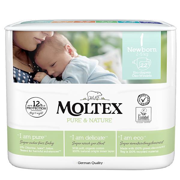 MOLTEX Pure&amp;Nature Plienky jednorazové 1 Newborn (2-5 kg) 22 ks 362