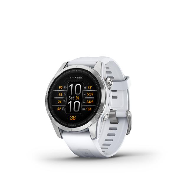Garmin epix Pro (g2), 42mm, Silver, Whitestone band 010-02802-01 - Prémiové multi-športové smart GPS hodinky s AMOLED displejom a LED baterkou