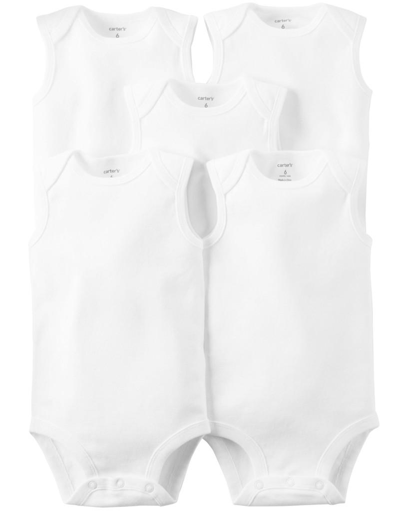 CARTER'S Body bez rukávov White neutrál 5ks 3m/ veľ. 62 1L930410_3M