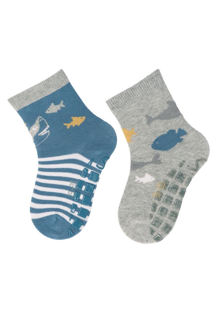 STERNTALER Ponožky protišmykové Morský svet ABS 2ks v balení modrá chlapec veľ. 20 12-24m 8002422-365-20