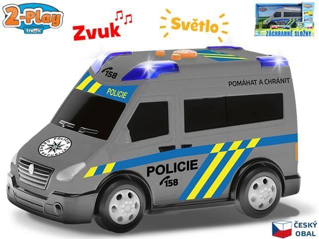 MIKRO - 2-Play Traffic Auto polícia CZ design 13,5cm voľný chod so svetlom a zvukom 510346