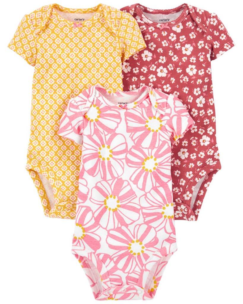 CARTER'S Body krátky rukáv Pinkyellow dievča LBB 3ks NB/ veľ. 56 1L779710_NB