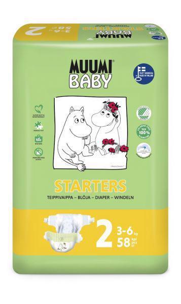 MUUMI Baby 2 Newborn 3-6 kg (58 ks), eko plienky 58715