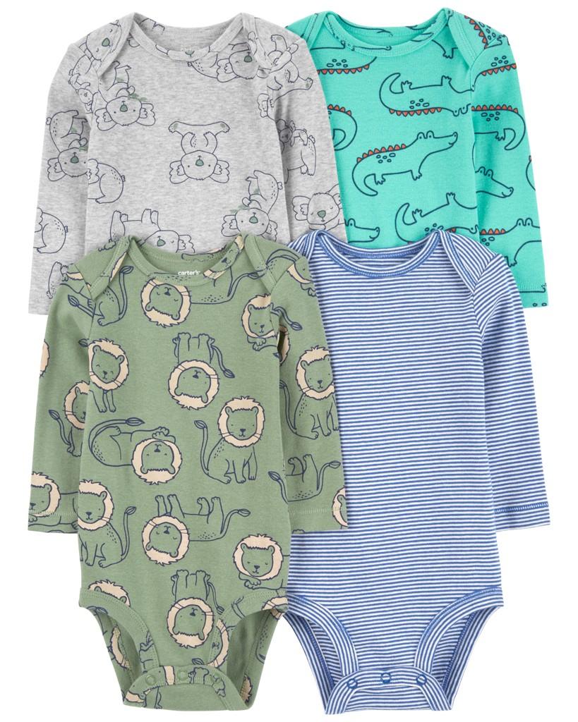 CARTER'S Body dlhý rukáv Blue/Gray Animal chlapec 4ks NB/ veľ. 56 1R698110_NB