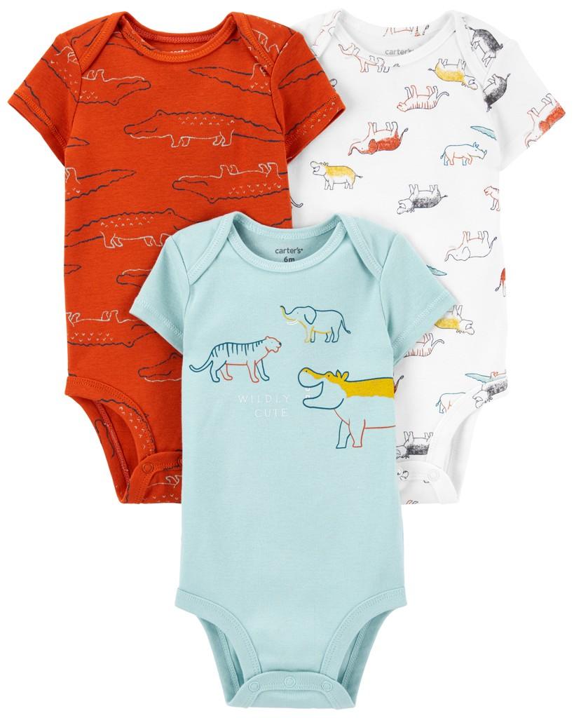 CARTER'S Body krátky rukáv Multicolor Dino chlapec 3ks NB/ veľ. 56 1M882810_NB