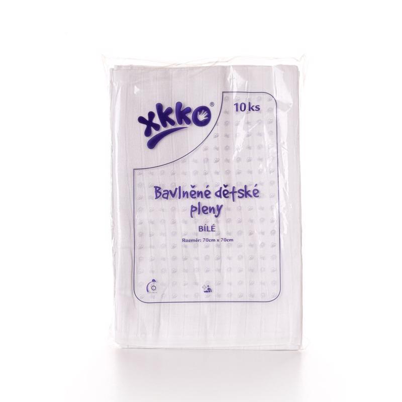 KIKKO Plienky bavlnené Classic 70x70 cm, biele 10 ks CTN070004
