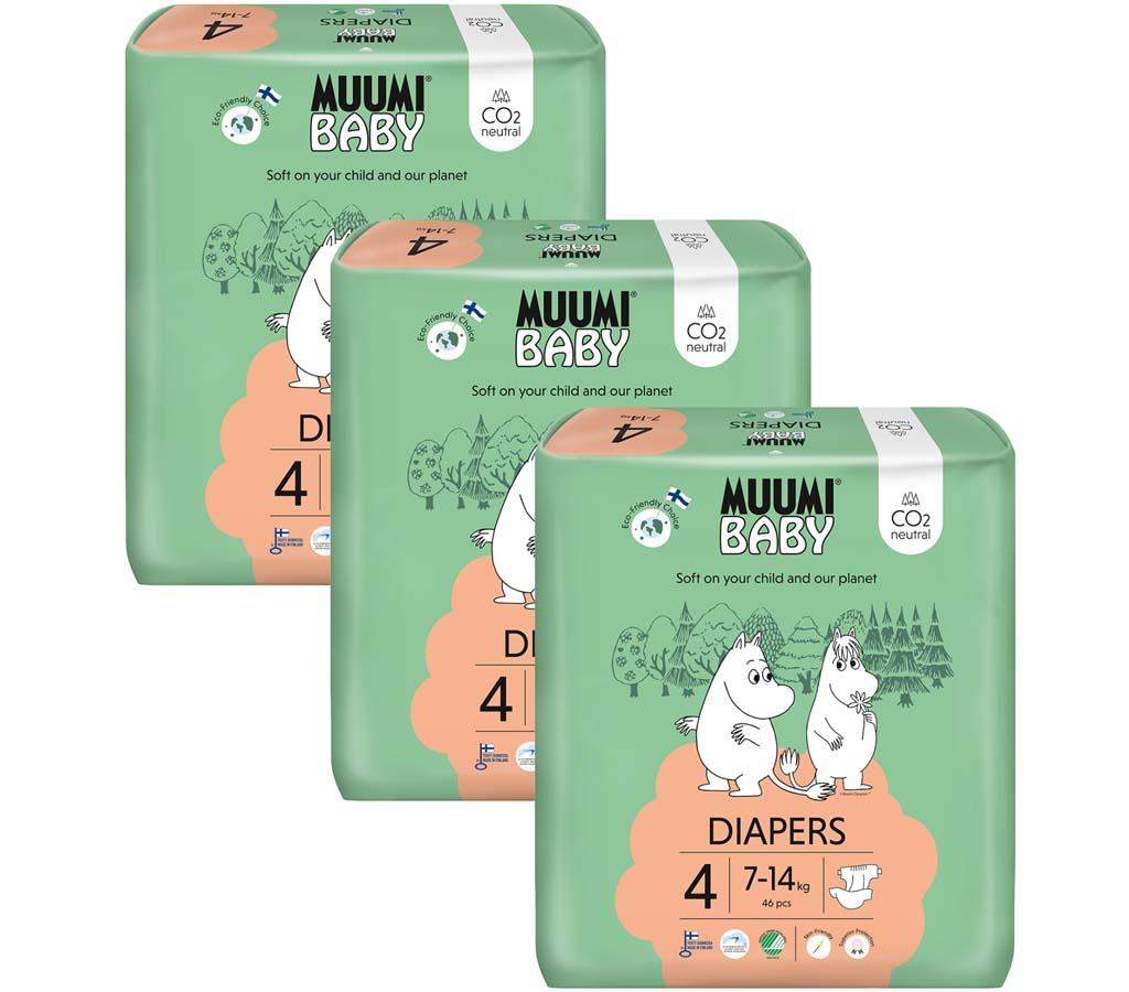MUUMI Baby 4 Maxi 7-14 kg (138 ks), mesačné balenie eko plienok 58735-3