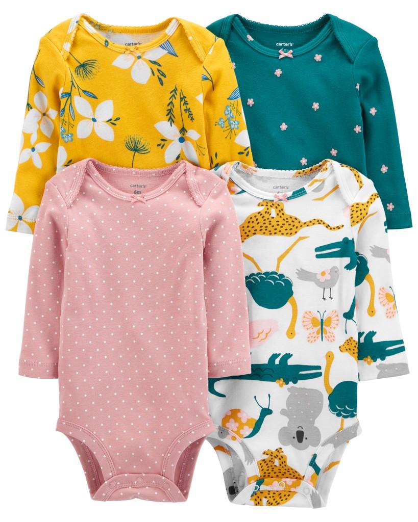 CARTER'S Body dl. rukáv Floral dievča 4ks NB /veľ.56 1M092810_NB