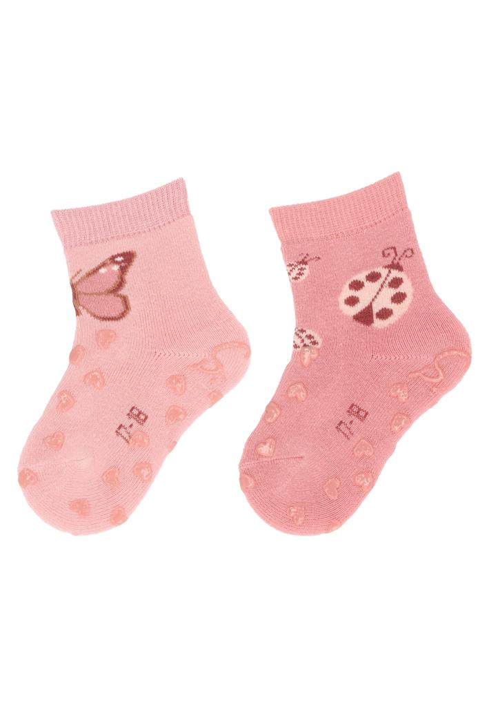 STERNTALER Ponožky protišmykové na lozenie Motýlik a Lienka ABS 2ks ružová dievča veľ. 20 12-24m 8012422-707-20