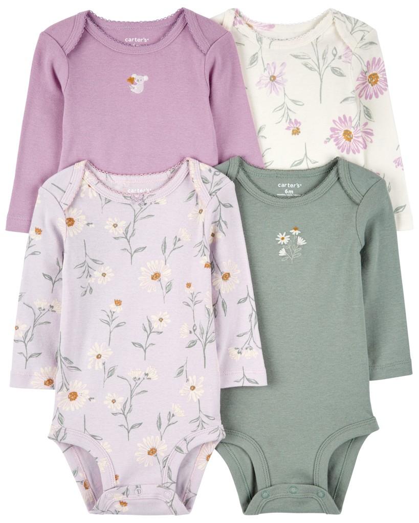 CARTER'S Body dlhý rukáv Purple/Green Floral dievča 4ks 9m/ veľ. 74 1R700410_9M