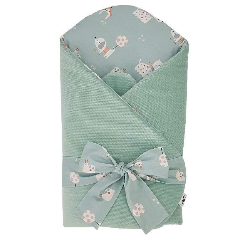 EKO Zavinovačka bavlnená s kokosovou vyberateľnou vložkou VELVET Dogs Mint 75x75 cm RO-27-DOGS